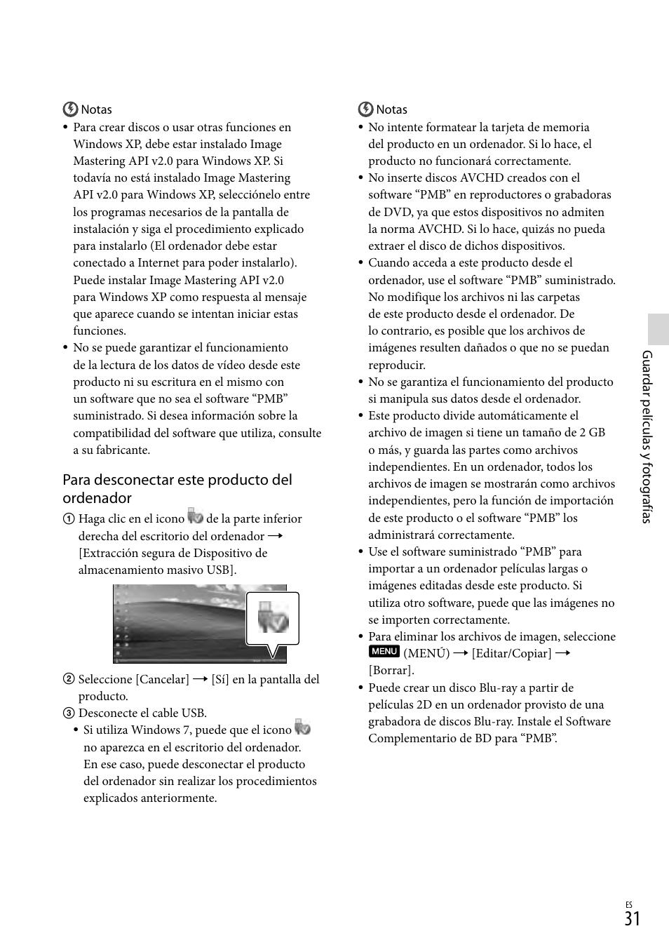 Para desconectar este producto del ordenador | Sony DEV-3 User Manual | Page 199 / 271