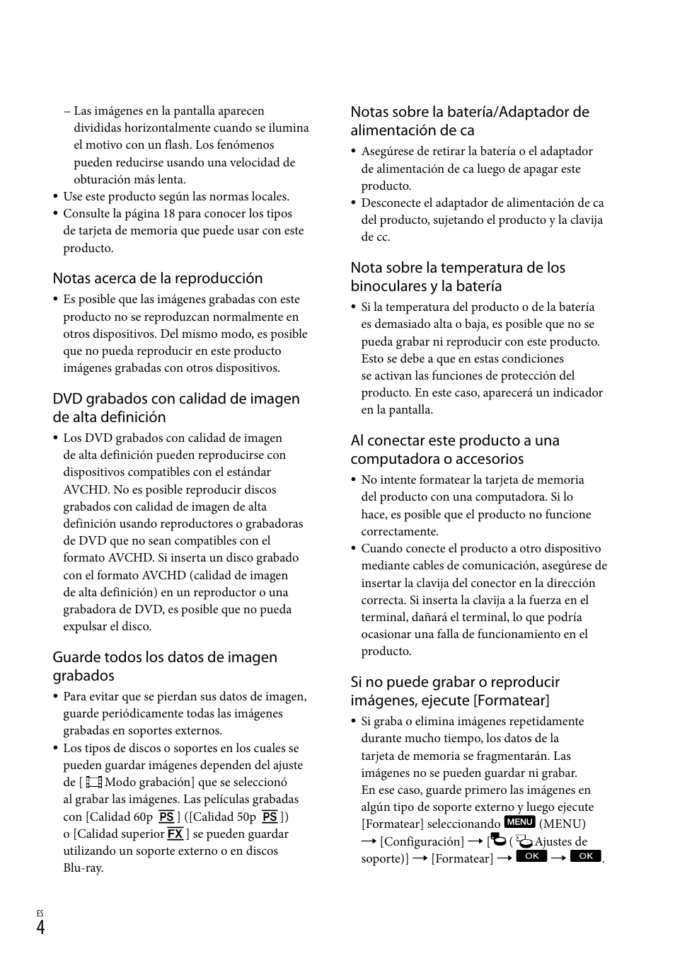 Notas acerca de la reproducción, Guarde todos los datos de imagen grabados | Sony DEV-3 User Manual | Page 224 / 271