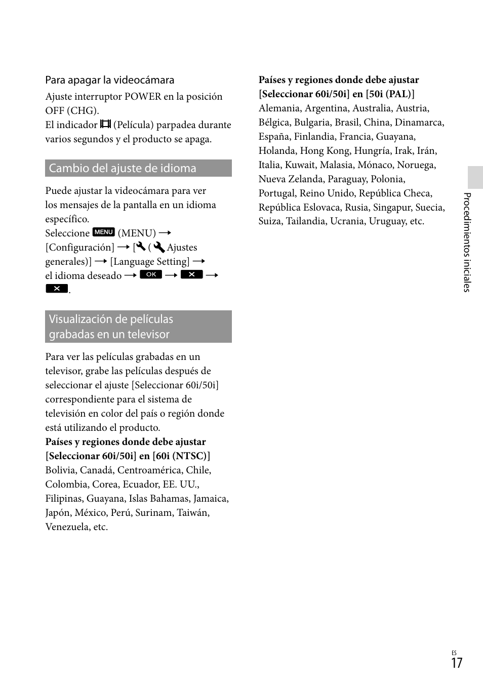 Cambio del ajuste de idioma, En un televisor | Sony DEV-3 User Manual | Page 237 / 271