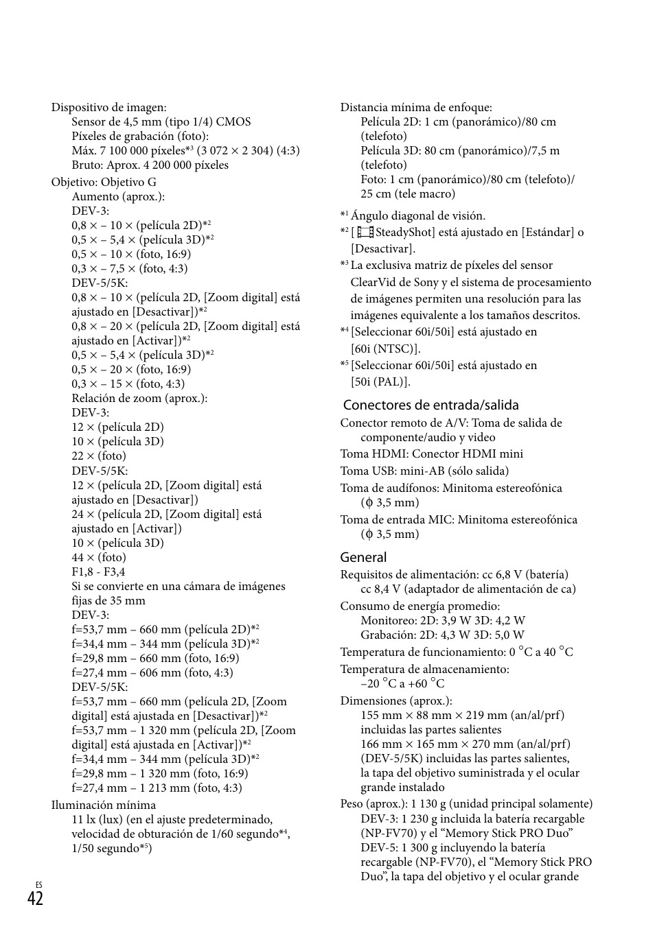 Conectores de entrada/salida, General | Sony DEV-3 User Manual | Page 262 / 271