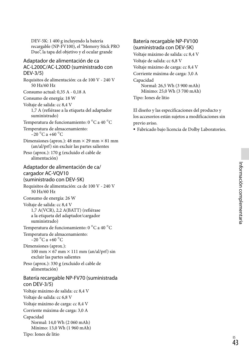 Sony DEV-3 User Manual | Page 263 / 271