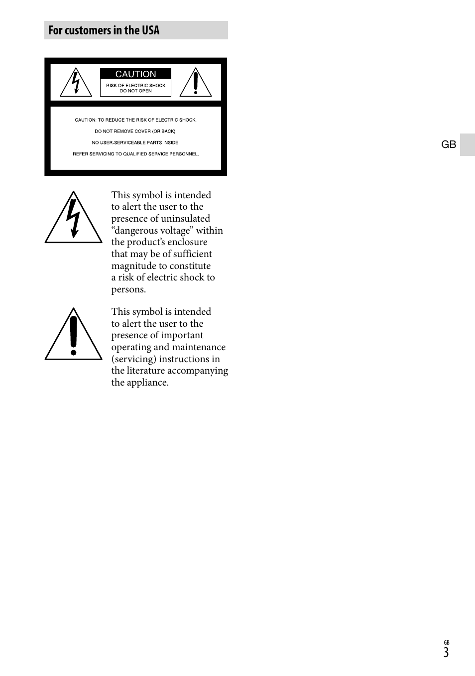 For customers in the usa | Sony DEV-3 User Manual | Page 3 / 271