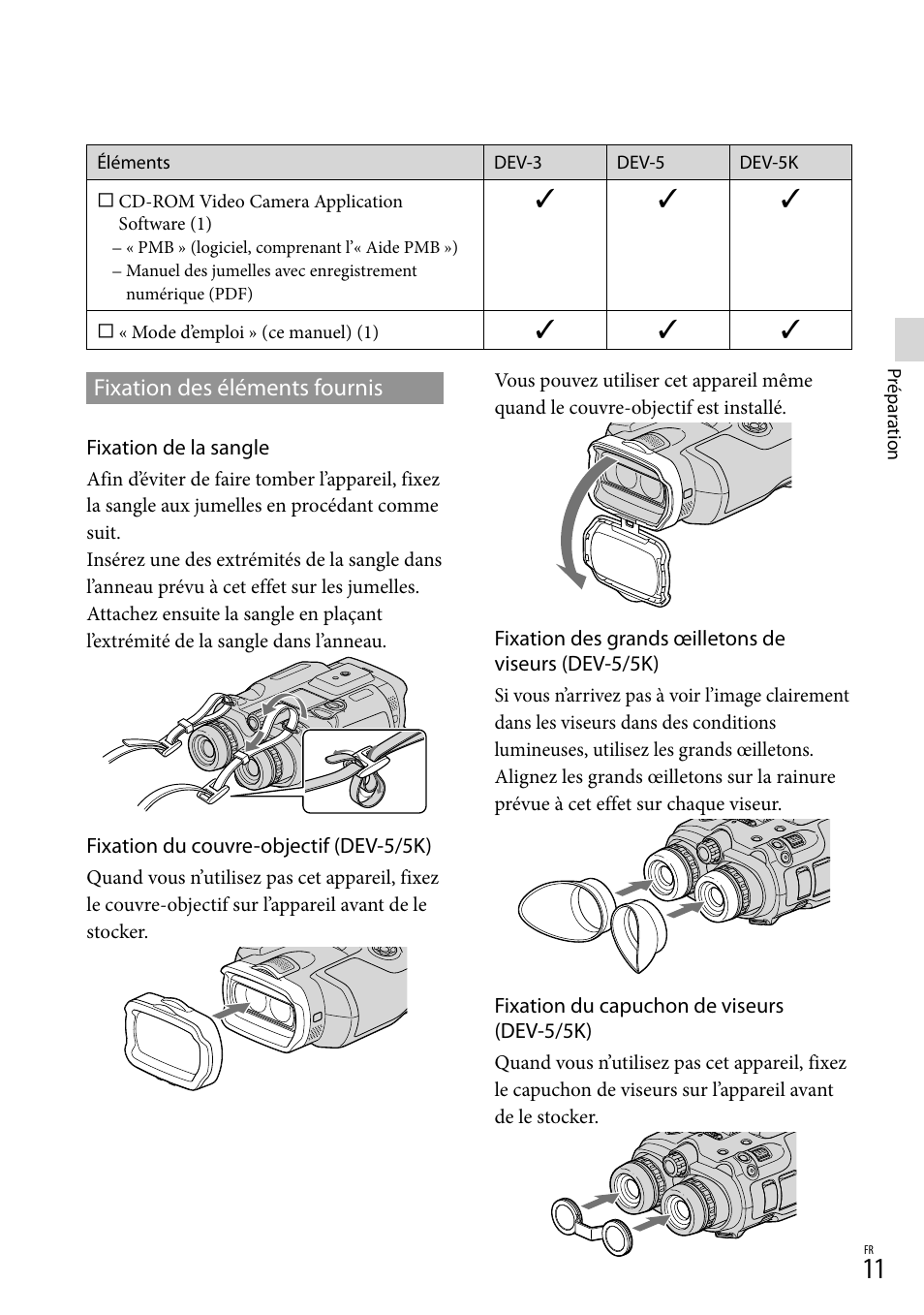 Fixation des éléments fournis | Sony DEV-3 User Manual | Page 65 / 271