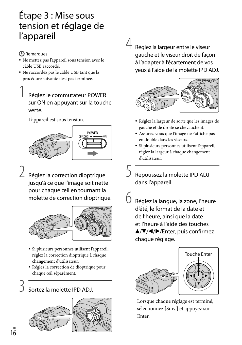 Étape 3 : mise sous tension et réglage de, L’appareil | Sony DEV-3 User Manual | Page 70 / 271