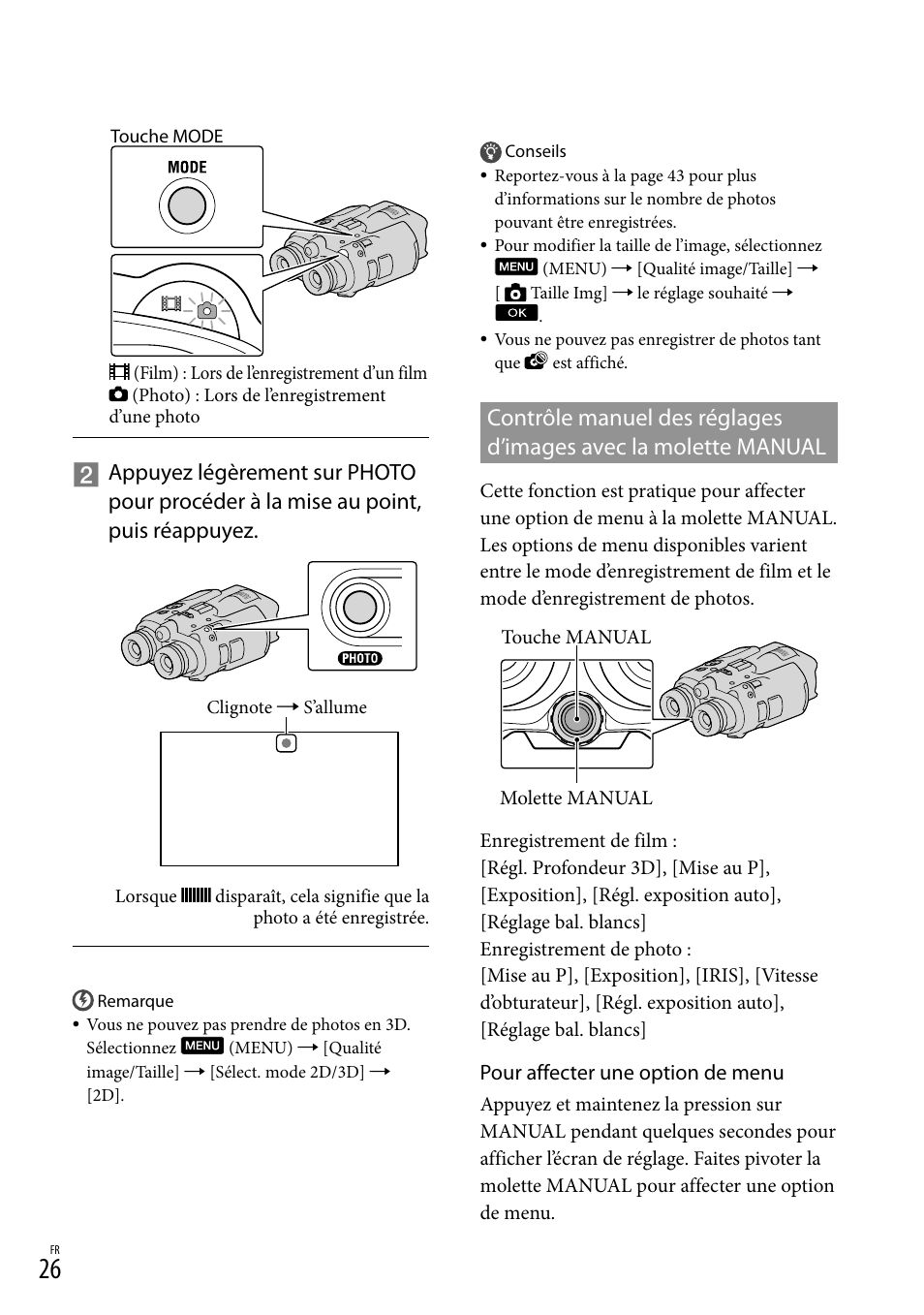 Contrôle manuel des réglages, D’images avec la molette, Manual | Sony DEV-3 User Manual | Page 80 / 271