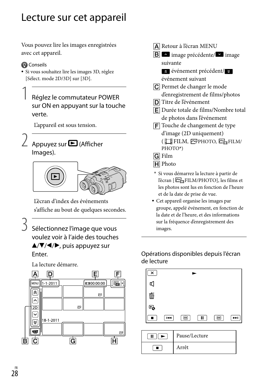 Lecture sur cet appareil | Sony DEV-3 User Manual | Page 82 / 271