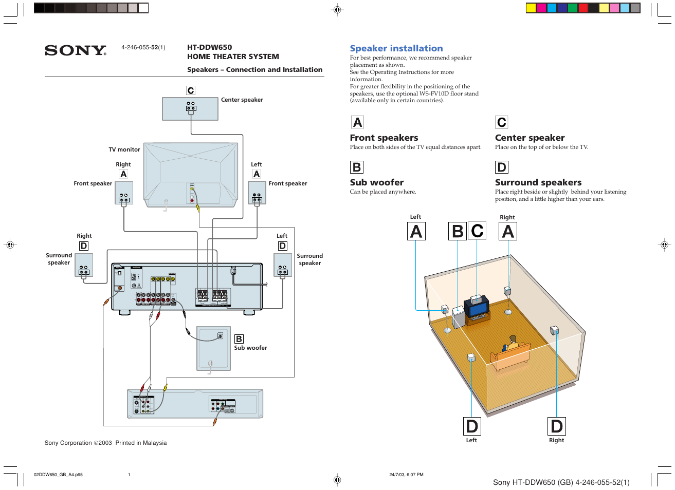 Sony HT-DDW650 User Manual | 1 page