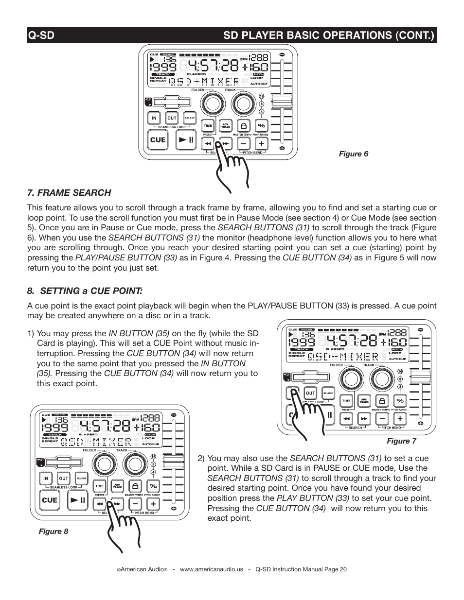 Q-sd sd player basic operations (cont.) | American Audio Q-SD User Manual | Page 20 / 36