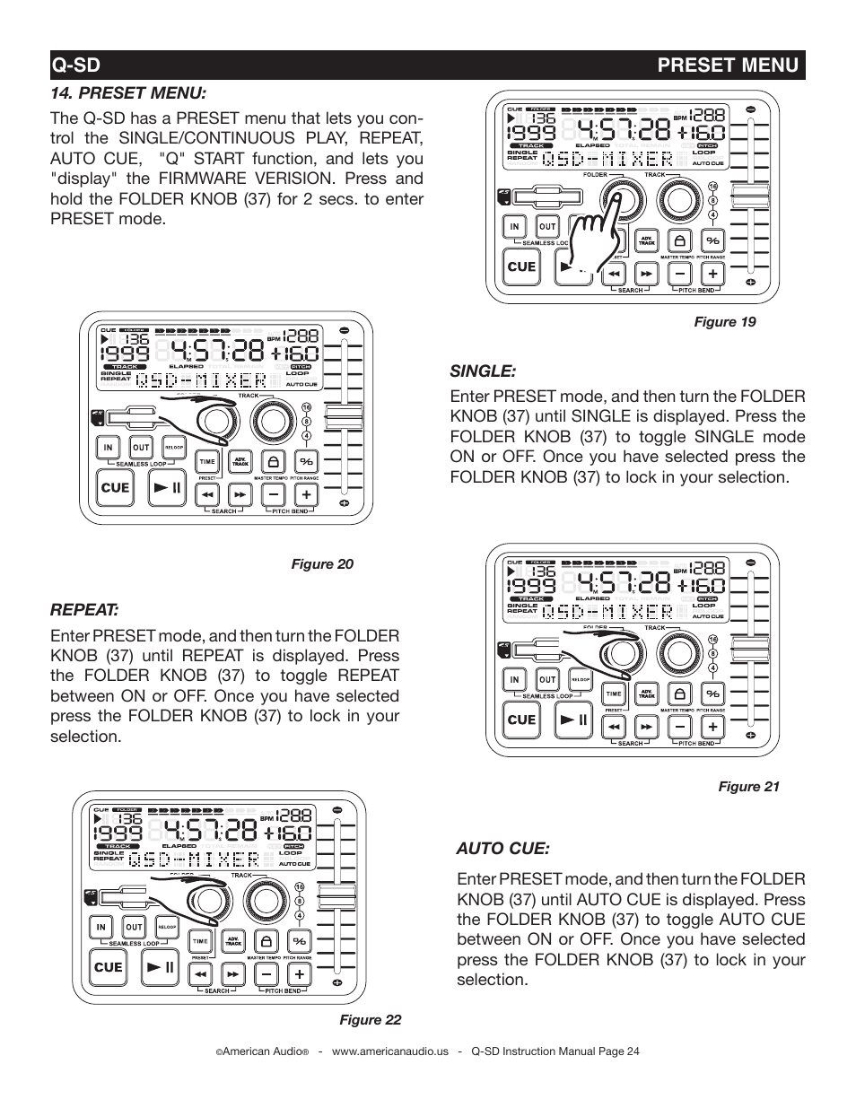 Q-sd preset menu | American Audio Q-SD User Manual | Page 24 / 36