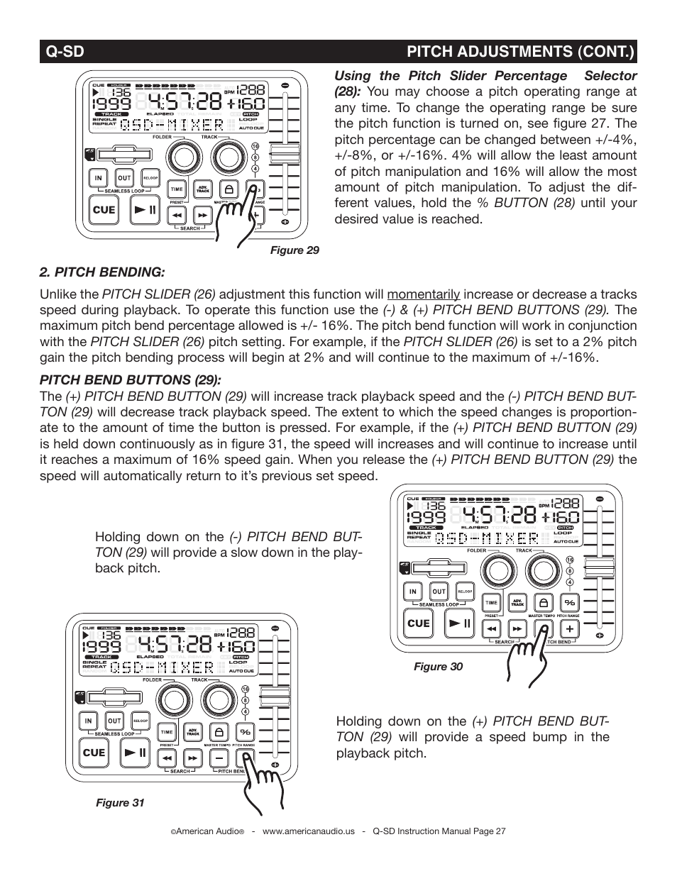 Q-sd pitch adjustments (cont.) | American Audio Q-SD User Manual | Page 27 / 36