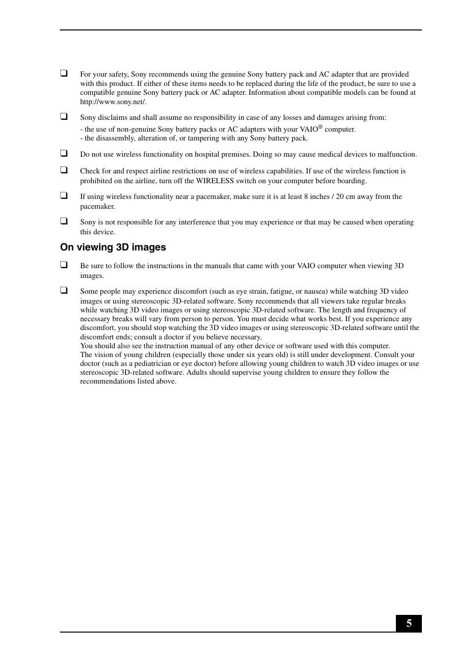 Sony VPCEG Series User Manual | Page 5 / 32