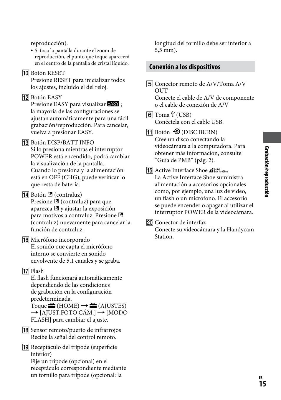 Conexión a los dispositivos | Sony DCR-SR220D User Manual | Page 47 / 64