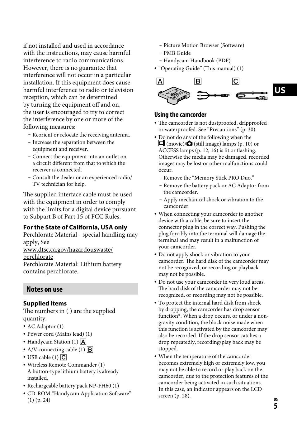 Using the camcorder | Sony DCR-SR220D User Manual | Page 5 / 64