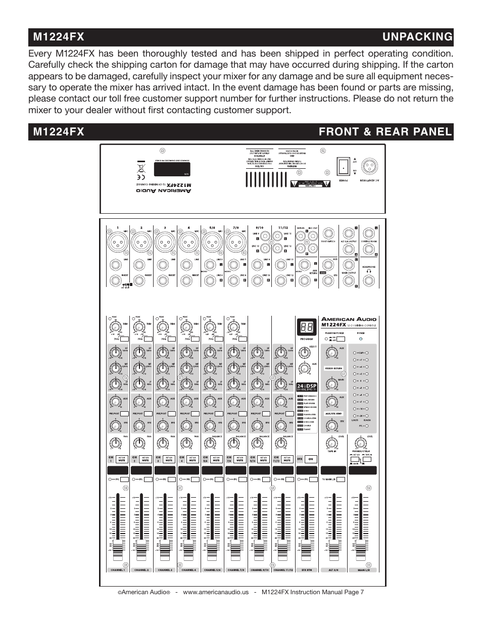 American Audio M1224FX User Manual | Page 7 / 26