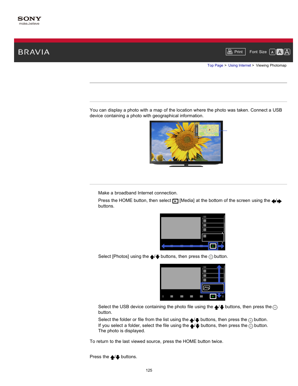 Viewing photomap | Sony KDL-55HX750 User Manual | Page 125 / 192