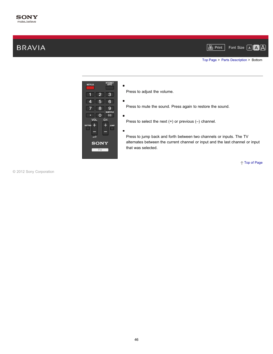 Bottom | Sony KDL-55HX750 User Manual | Page 46 / 192