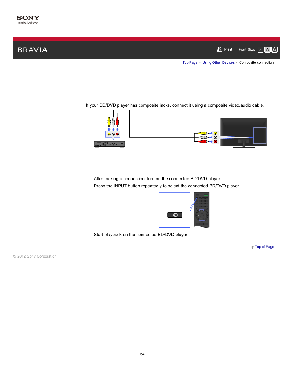 Composite connection | Sony KDL-55HX750 User Manual | Page 64 / 192