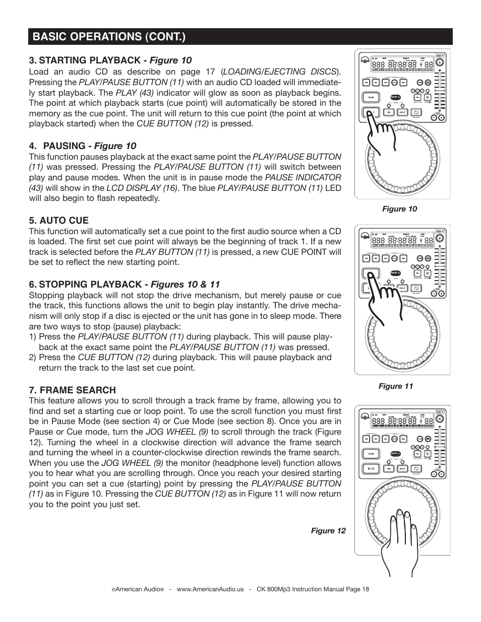 Basic operations (cont.) | American Audio CK 800Mp3 User Manual | Page 18 / 32