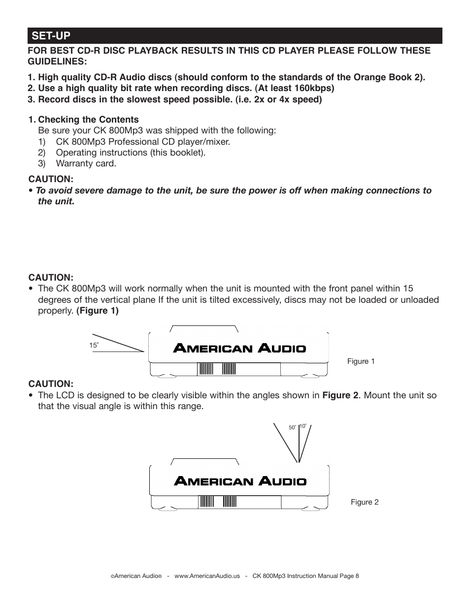 Set-up | American Audio CK 800Mp3 User Manual | Page 8 / 32