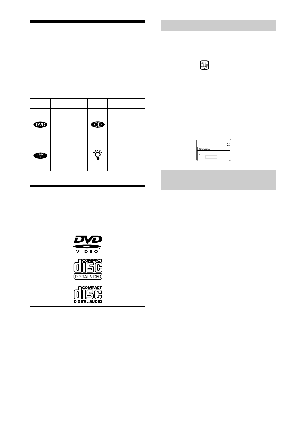About this manual, This player can play the following discs, Region code | Example of discs that the player cannot play | Sony DVP-NS300 User Manual | Page 6 / 72