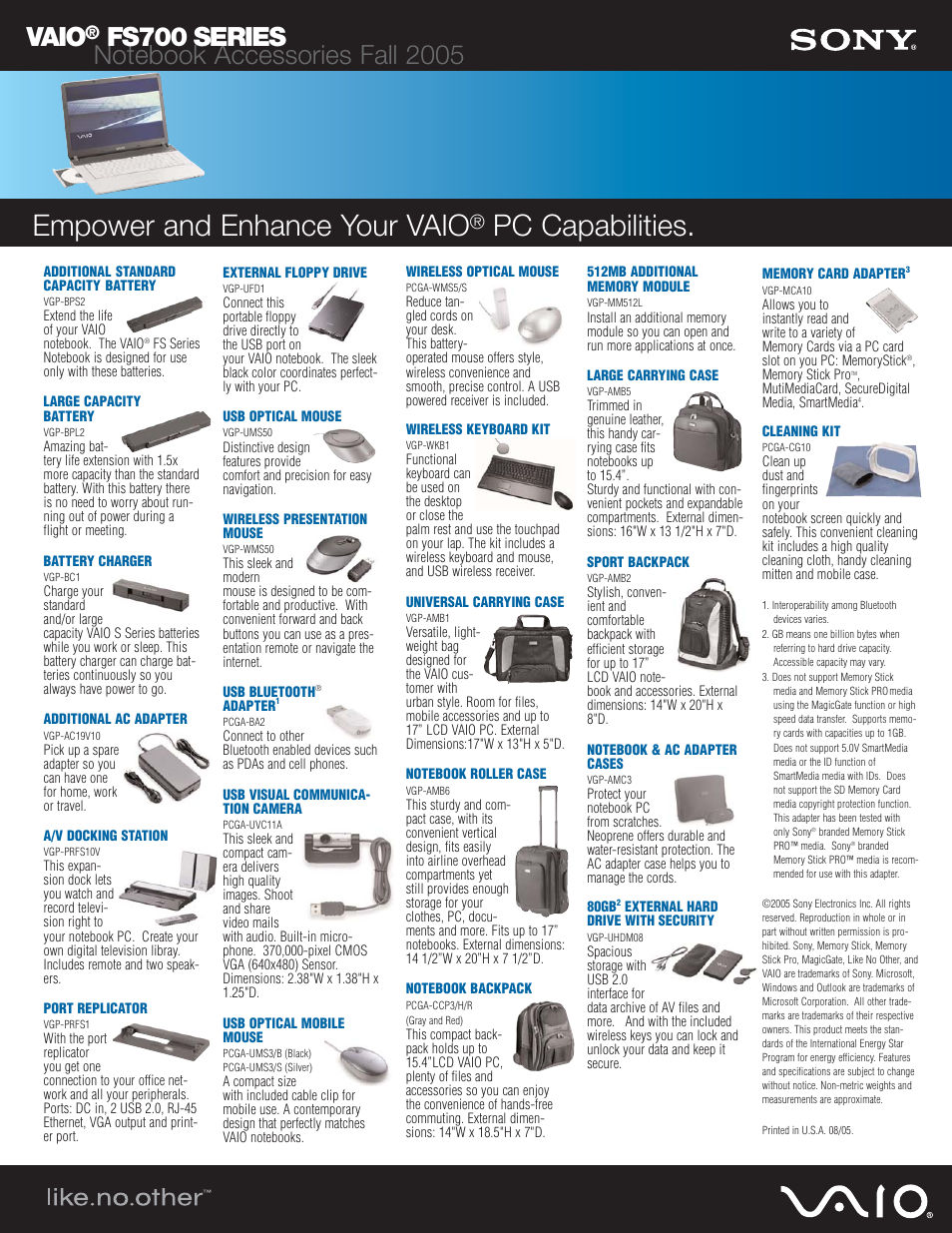 Sony VGN-FS770 User Manual | 1 page