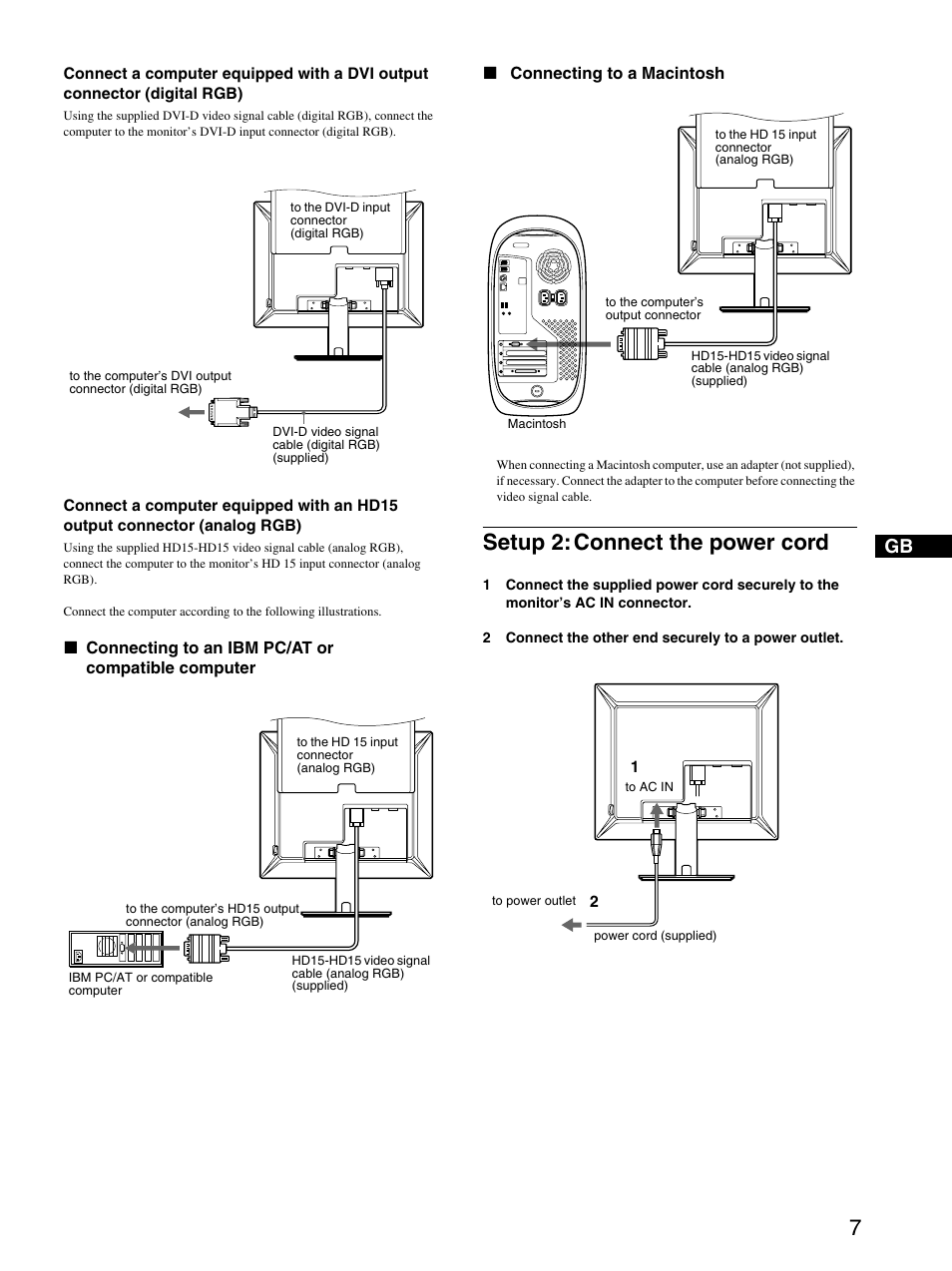 Setup 2:connect the power cord, Setup 2: connect the power cord, Age 7) | Sony SDM-S204 User Manual | Page 7 / 23