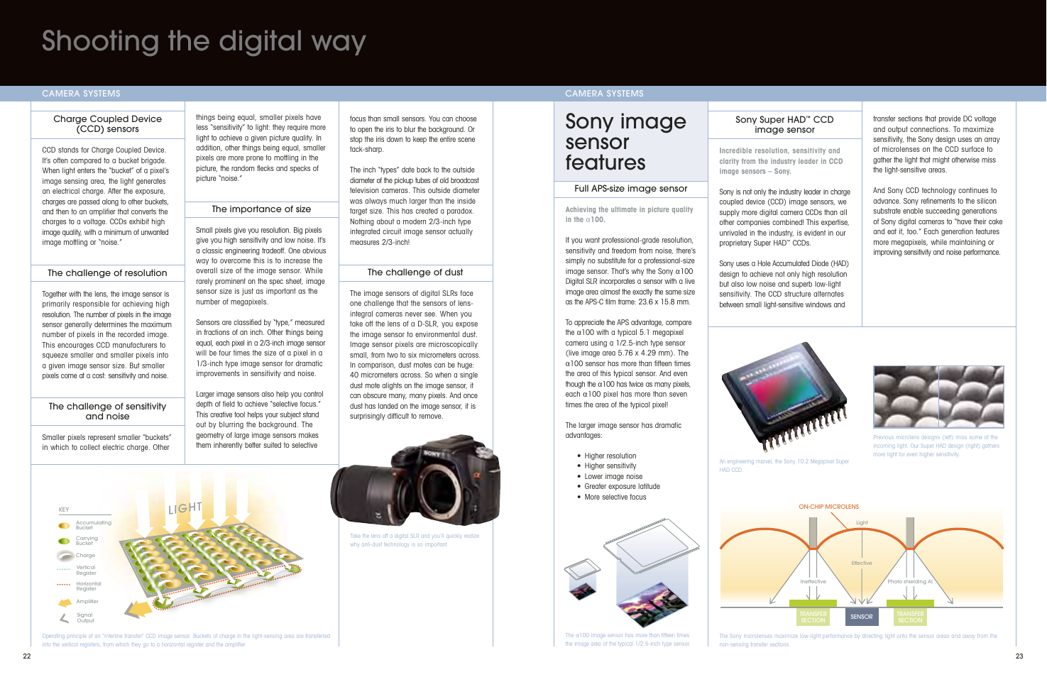 Shooting the digital way, Sony image sensor features, Light | Sony DSC-S650 User Manual | Page 13 / 31
