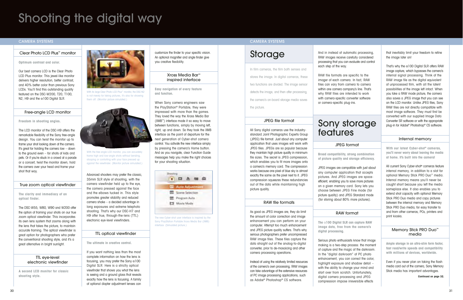 Shooting the digital way, Sony storage features, Storage | Sony DSC-S650 User Manual | Page 17 / 31