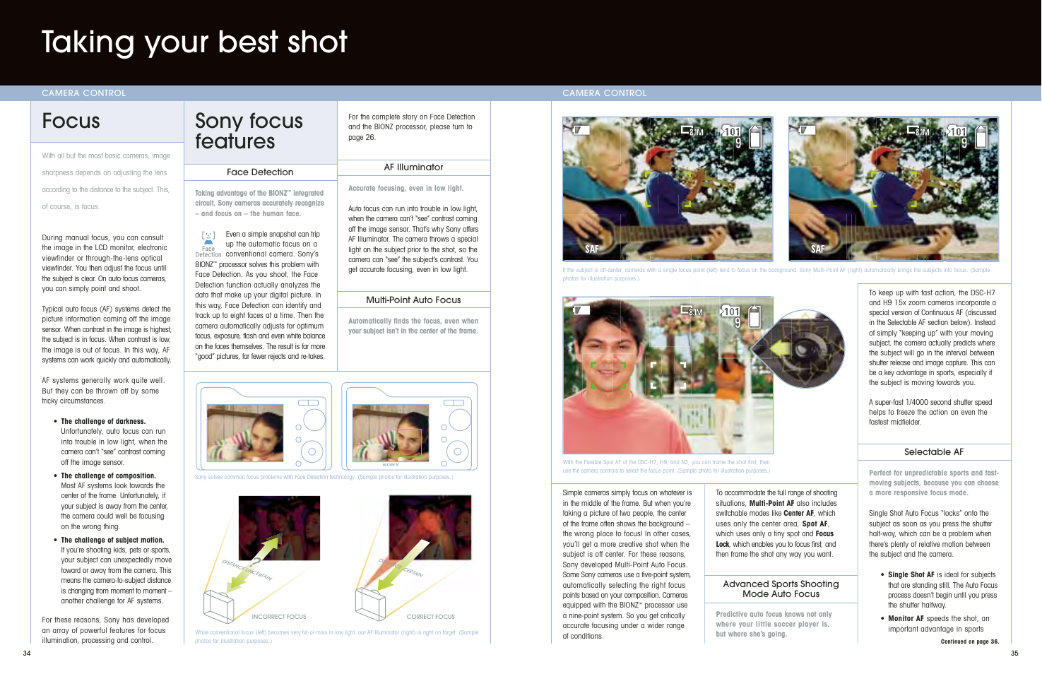 Taking your best shot, Focus, Sony focus features | Sony DSC-S650 User Manual | Page 19 / 31