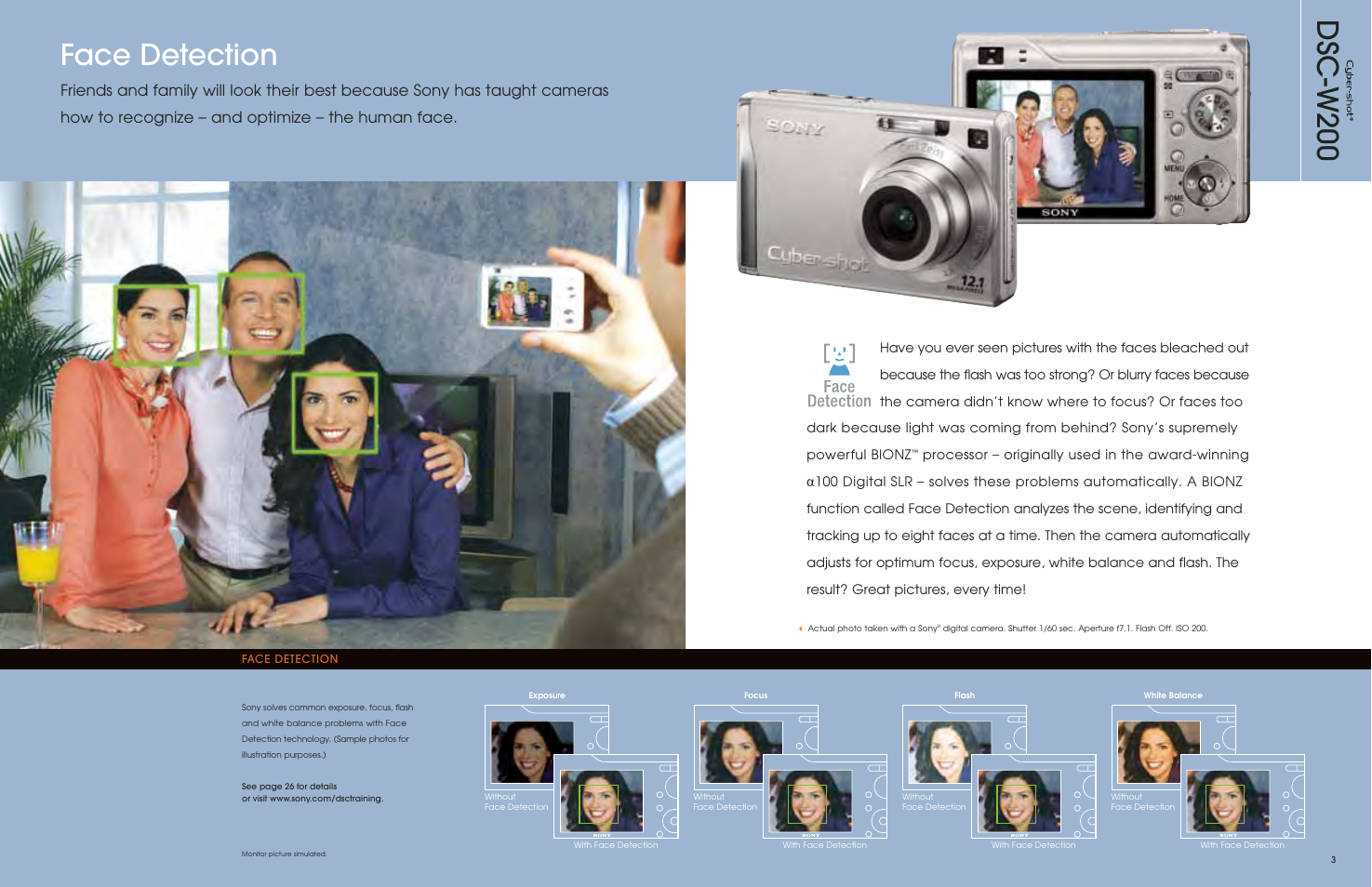 Dsc-w200, Face detection | Sony DSC-S650 User Manual | Page 3 / 31