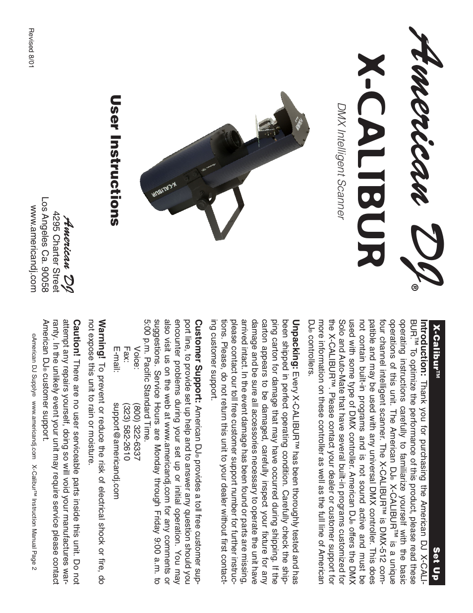 American Audio X-CALIBUR User Manual | 8 pages