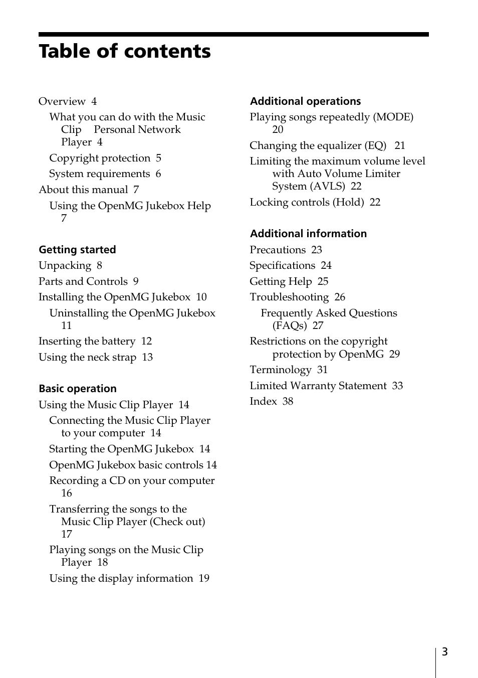 Sony MC-P10 User Manual | Page 3 / 40
