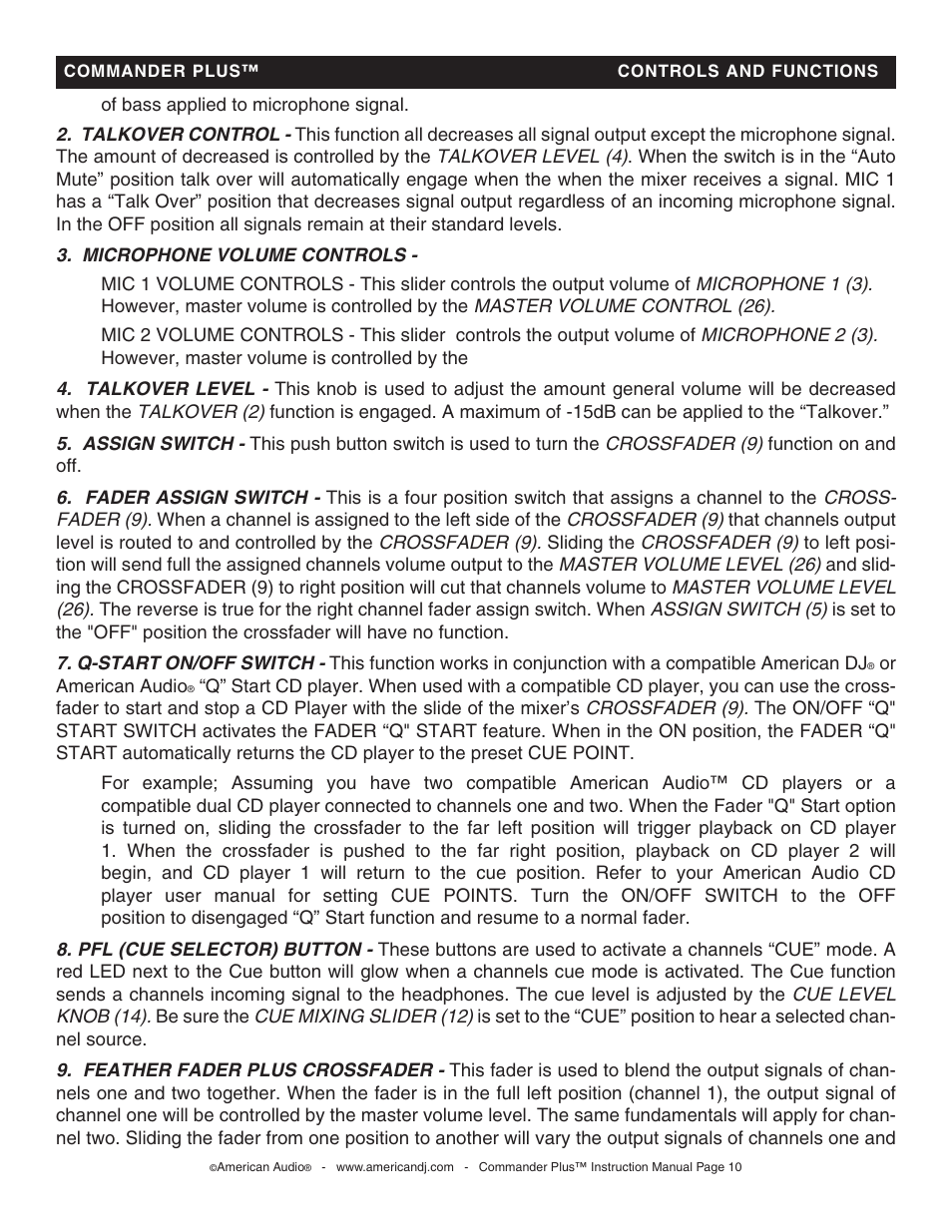 American Audio CommanderPlus User Manual | Page 10 / 24