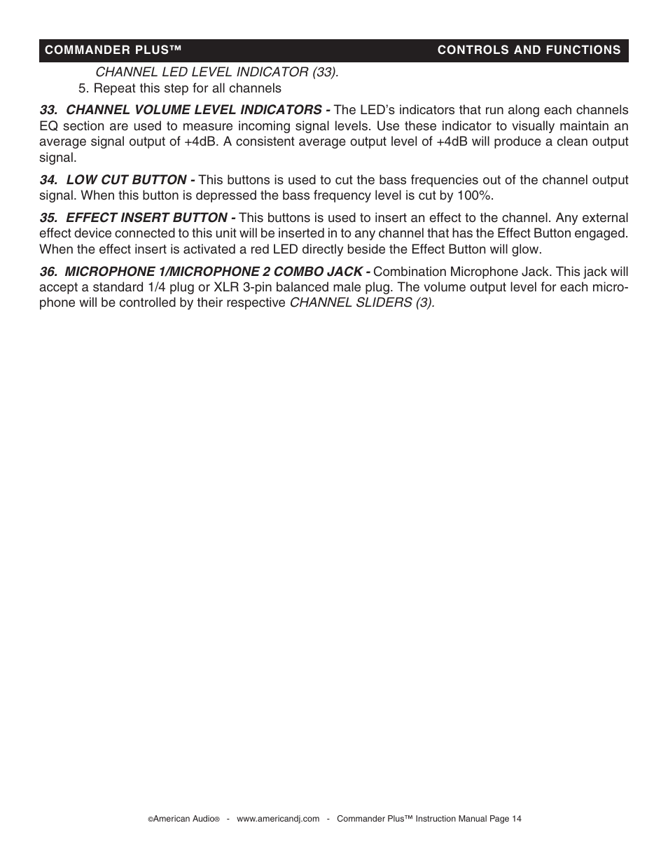 American Audio CommanderPlus User Manual | Page 14 / 24