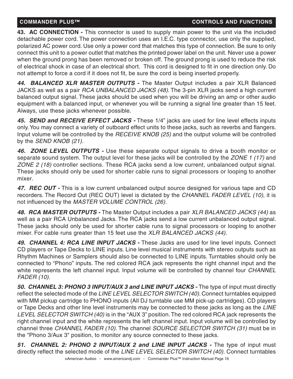 American Audio CommanderPlus User Manual | Page 16 / 24