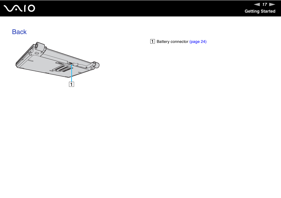 Back | Sony VGN-TZ340NCP User Manual | Page 17 / 238