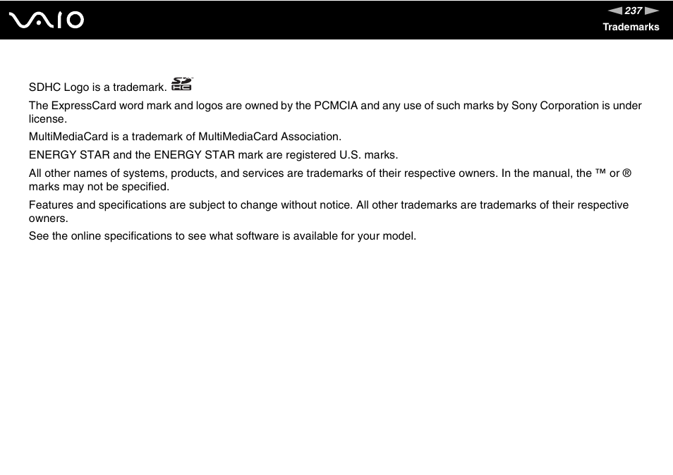 Sony VGN-TZ340NCP User Manual | Page 237 / 238