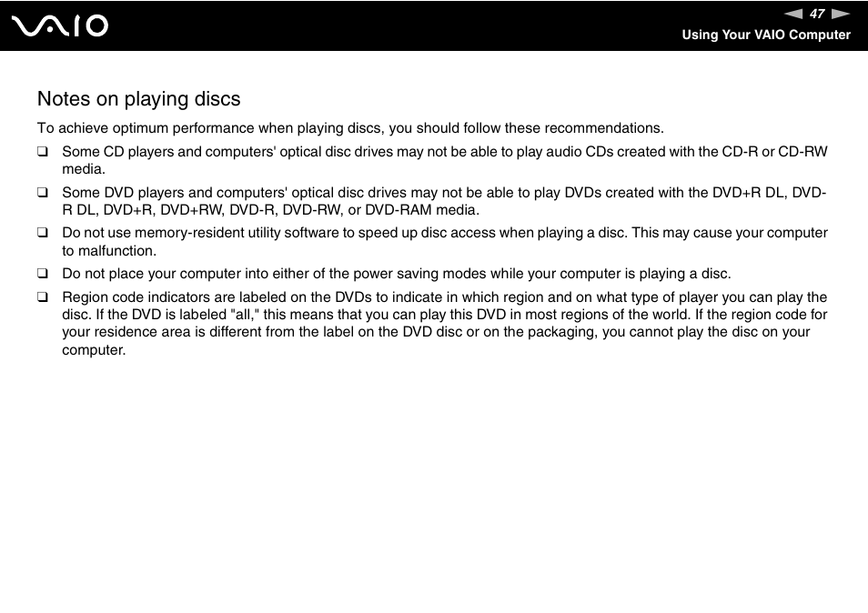 Sony VGN-TZ340NCP User Manual | Page 47 / 238