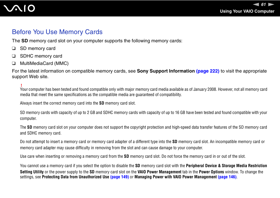 Sony VGN-TZ340NCP User Manual | Page 61 / 238