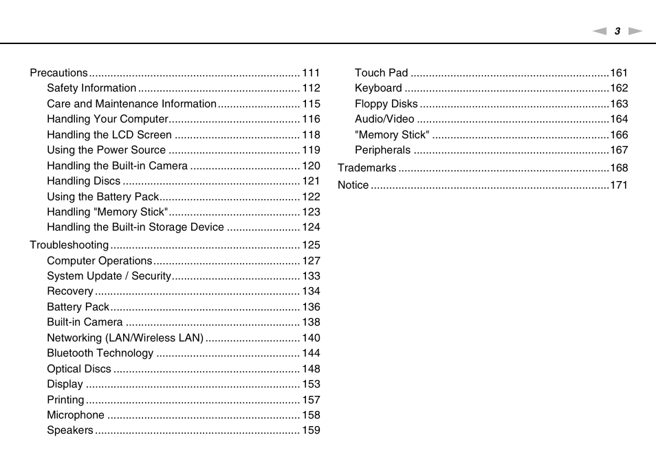 Sony VPCEB4LFX User Manual | Page 3 / 172