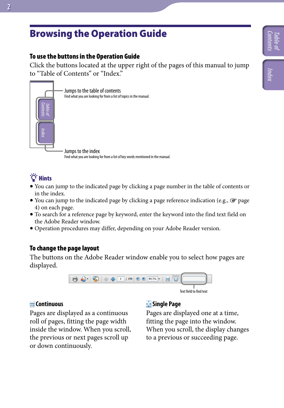 Browsing the operation guide | Sony NWZ-X1051F User Manual | Page 2 / 182