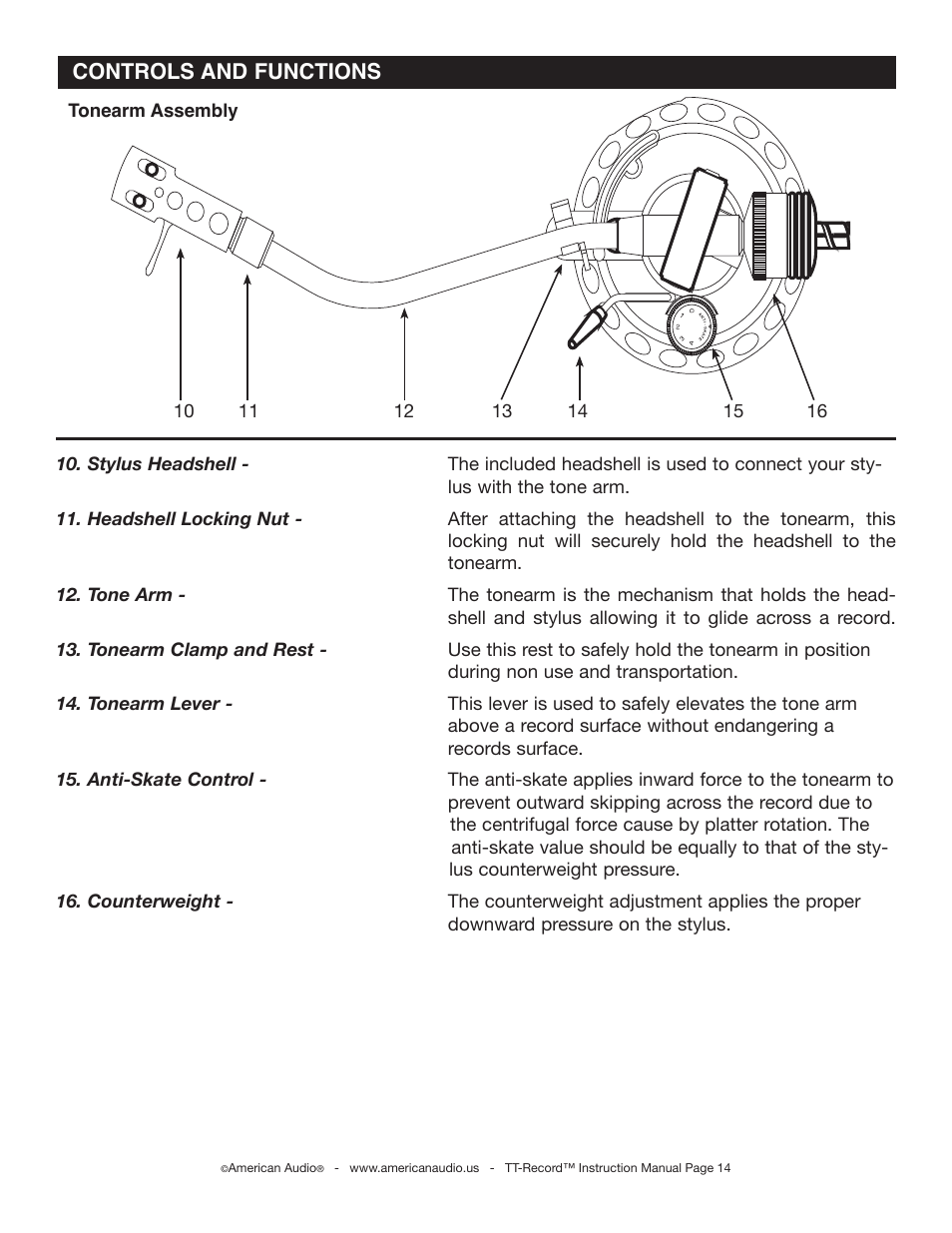 American Audio TT Record User Manual | Page 14 / 18