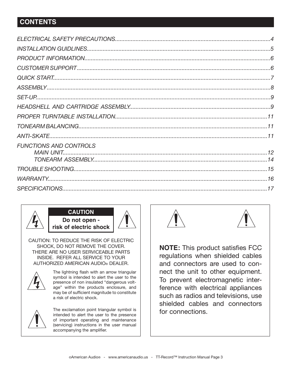 American Audio TT Record User Manual | Page 3 / 18