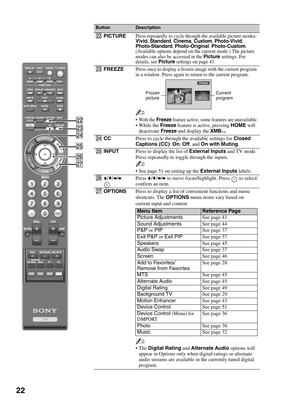 Wd wf wg wh wj ws | Sony KDL-40XBR7 User Manual | Page 22 / 63