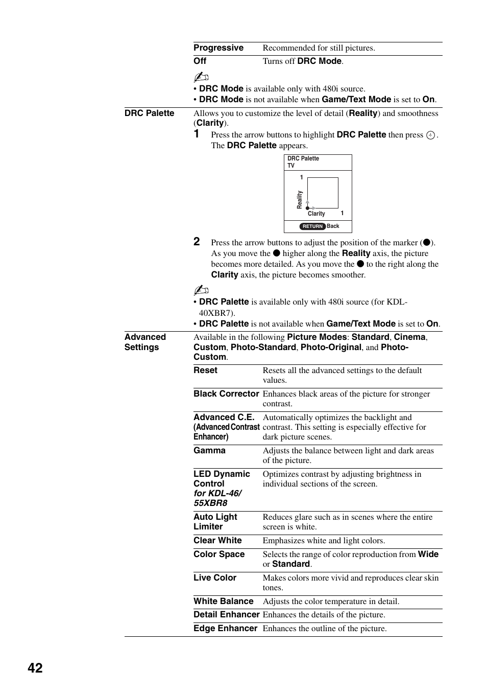 Sony KDL-40XBR7 User Manual | Page 42 / 63