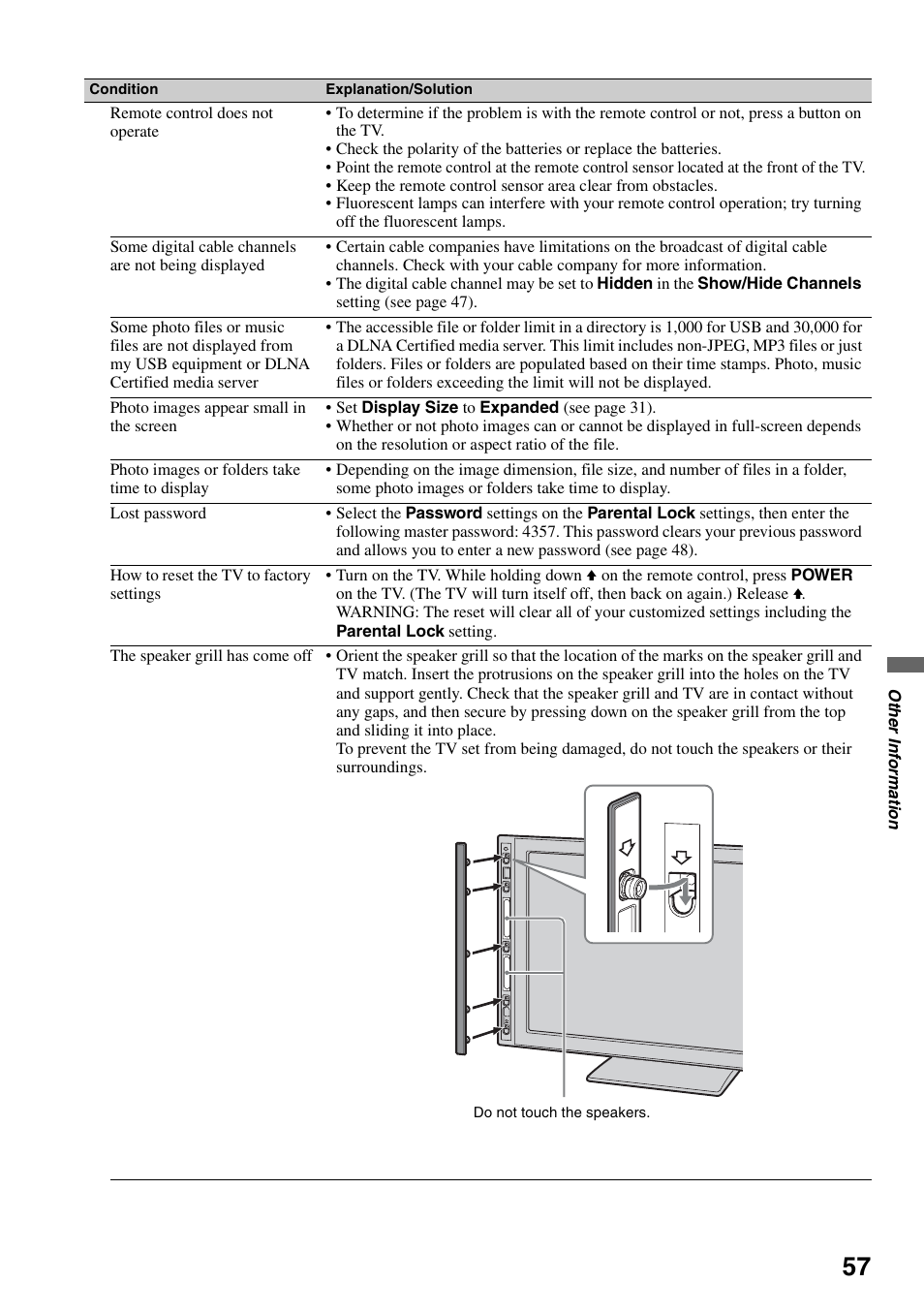 Sony KDL-40XBR7 User Manual | Page 57 / 63
