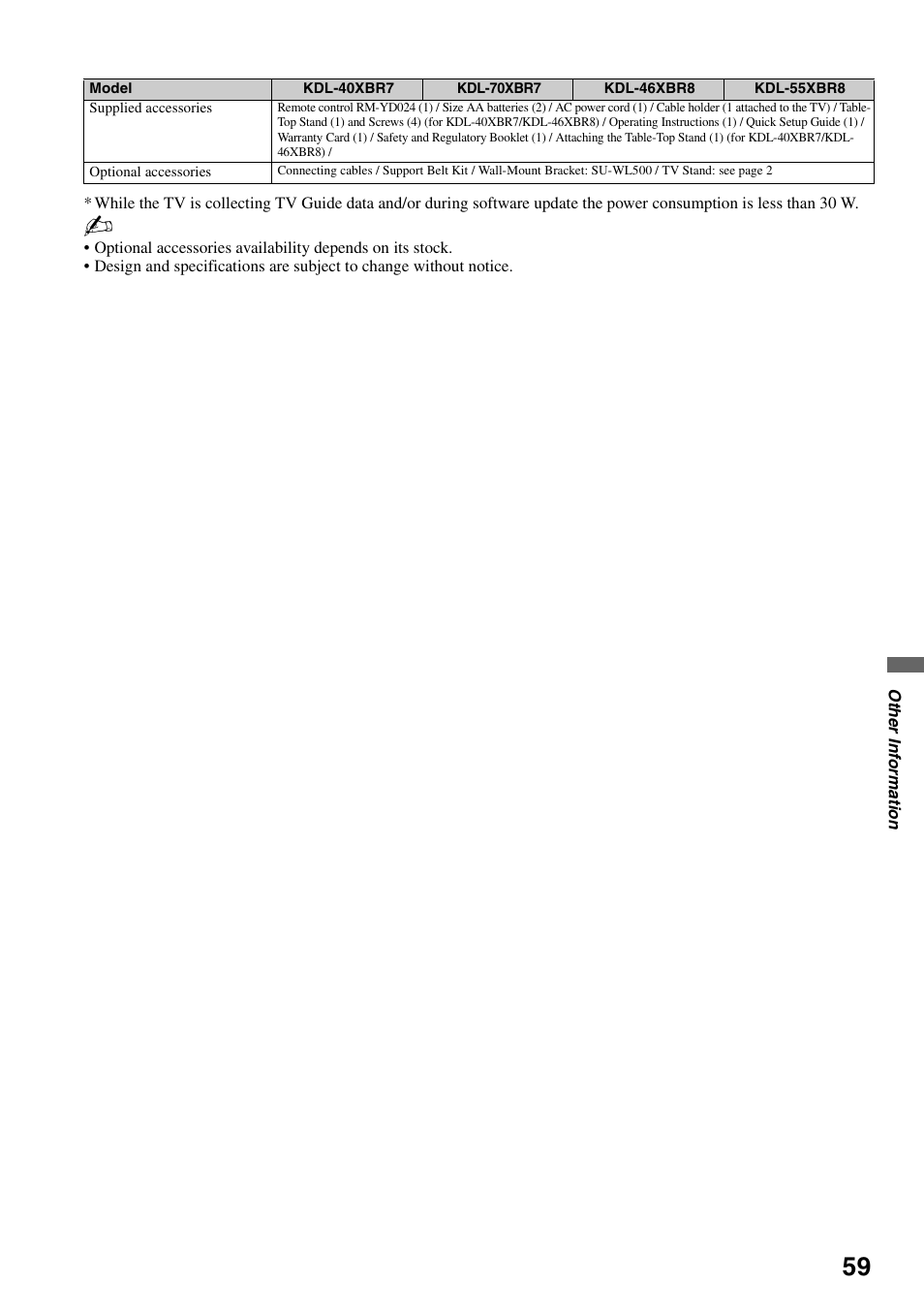 Sony KDL-40XBR7 User Manual | Page 59 / 63