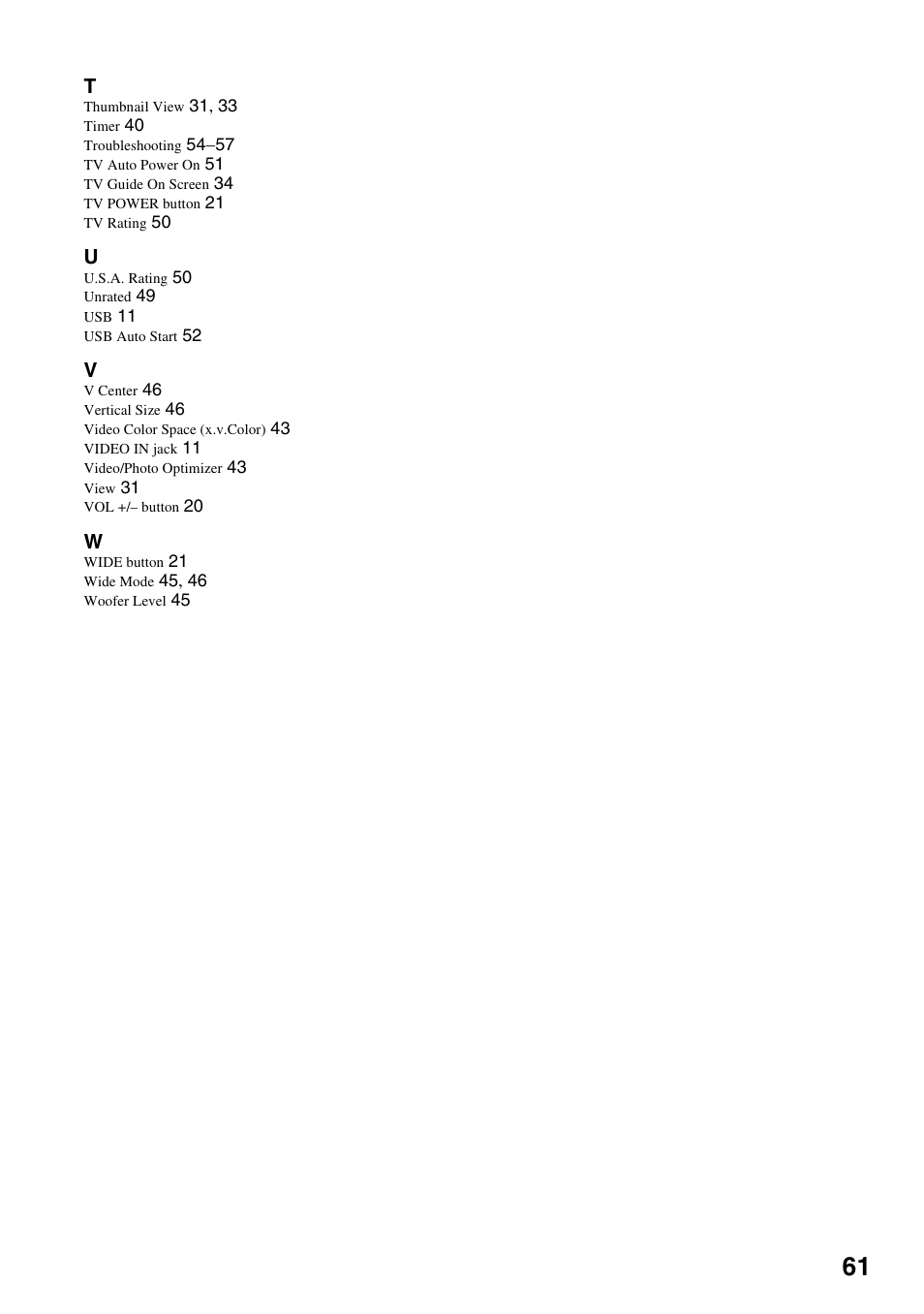 Sony KDL-40XBR7 User Manual | Page 61 / 63