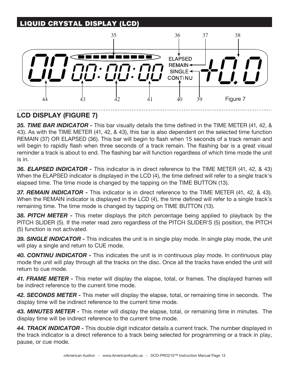 American Audio DCD-PRO210 User Manual | Page 13 / 22