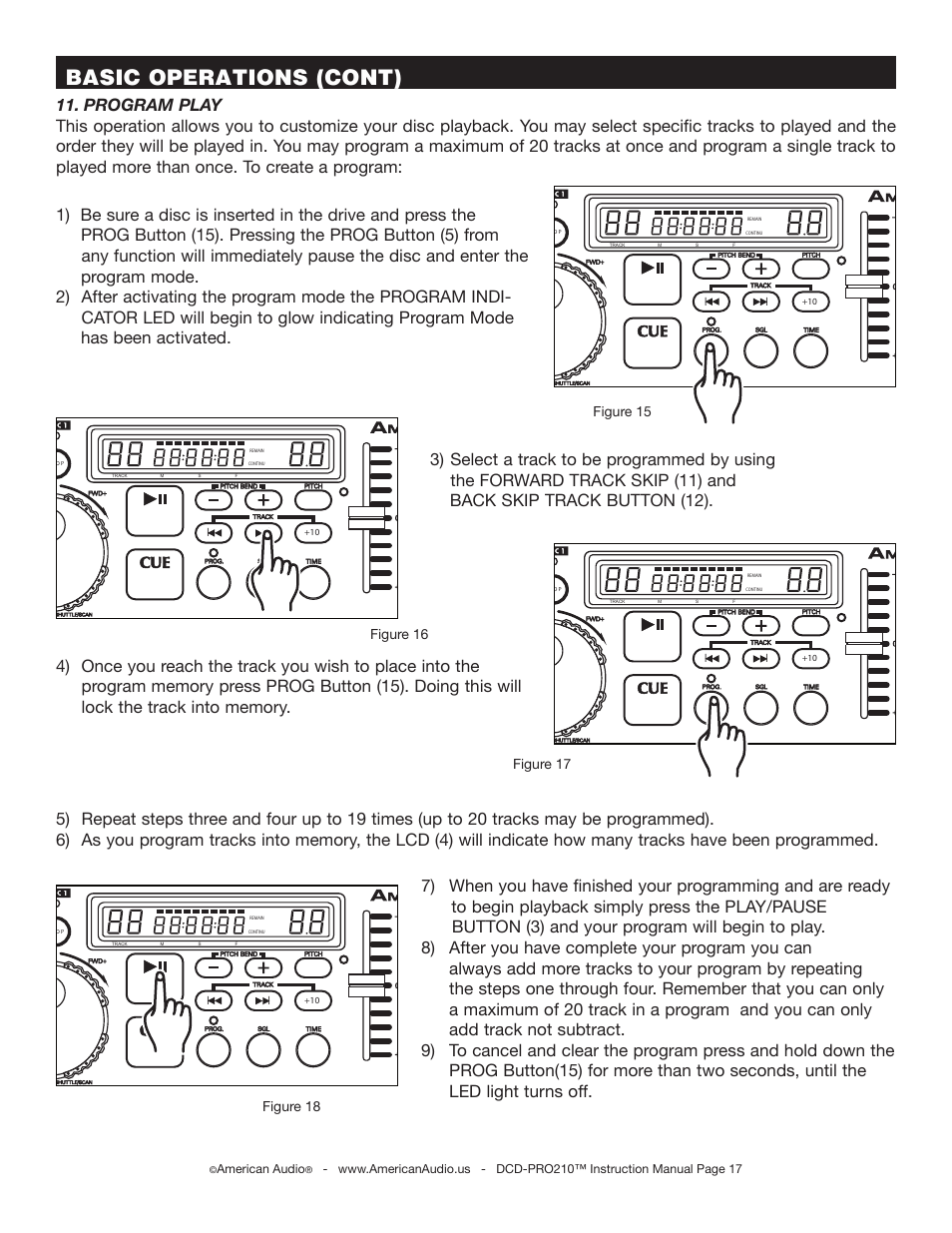 Basic operations (cont), Figure 17 figure 16, Figure 18 figure 15 | American audio | American Audio DCD-PRO210 User Manual | Page 17 / 22
